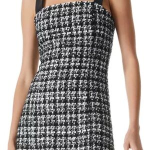 NWT Alice + Olivia Bonita faux leather strap tweed mini dress size 4